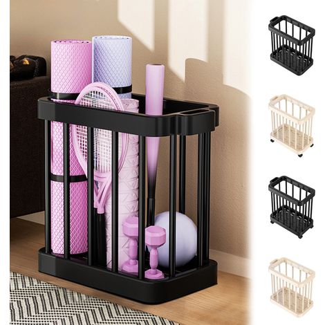Panier De Rangement Pliable Avec Roulettes - Pour Tapis De Yoga Matériel De Fitness Accessoires De Gymnastique - 40 X 24 X 46 Cm - 1 Pièce (1/5)
