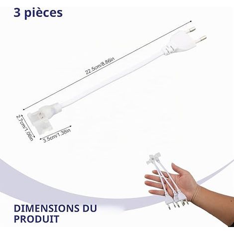Connecteurs pour Rubans LED à 2 Broches, Adaptateurs LED, avec Prises aux Normes Européennes, Adaptés aux Rubans LED COB Monochrome, aux Rubans Lumineux LEDs Monochrome (1/4)