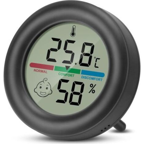 Hygromètre Thermomètre Intérieur Température Humidité Testeur Numérique Portable avec Indicateur de Niveau de Confort et Support pour Incubateurs Bureau Cuisine 1 pièce (1/5)
