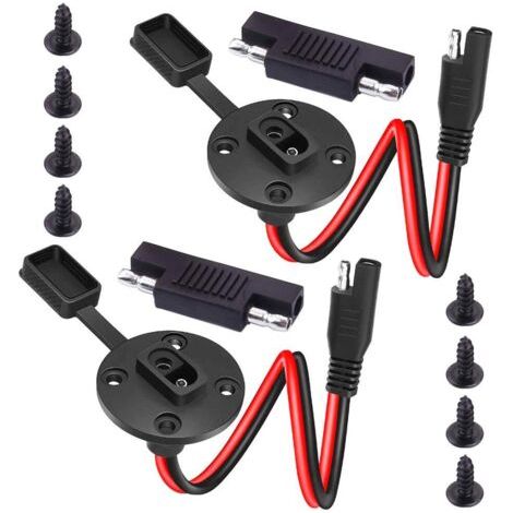 2 Câble Rallonge SAE, Connecteur Étanche, Fil Cuivre 12AWG, Adaptateur Polarité, Pour Panneau Solaire Moto