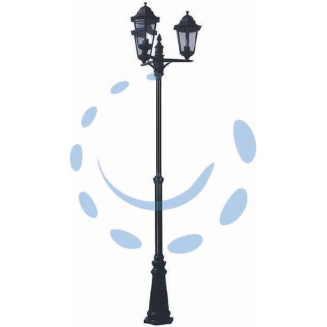 LAMPIONE 3 LUCI SU PALO MODELLO BERLINO NERO