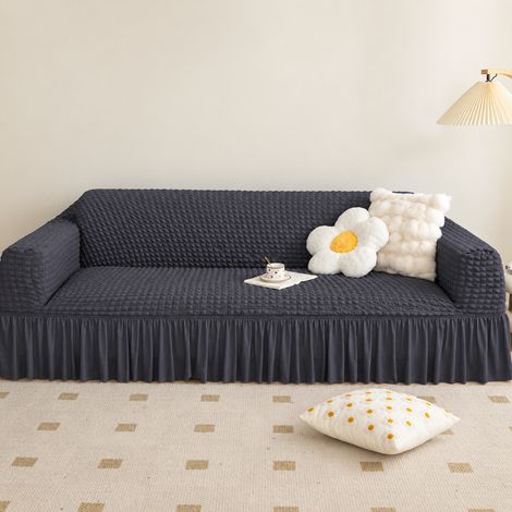 Housse Canapé Extensible 3 places taille L 190-230 cm modèle uni gris foncé avec jupe 36 × 24 × 20 cm 1,1 kg – Livraison gratuite