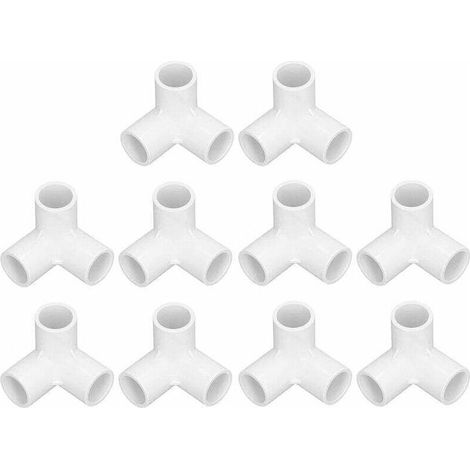 Raccord PVC 3 voies, 10 pièces 3 voies en plastique PVC connecteurs de meubles raccords de tuyauterie 20 mm de diamètre intérieur raccord coude meubles tuyau bricolage accessoires (blanc) (1/4)