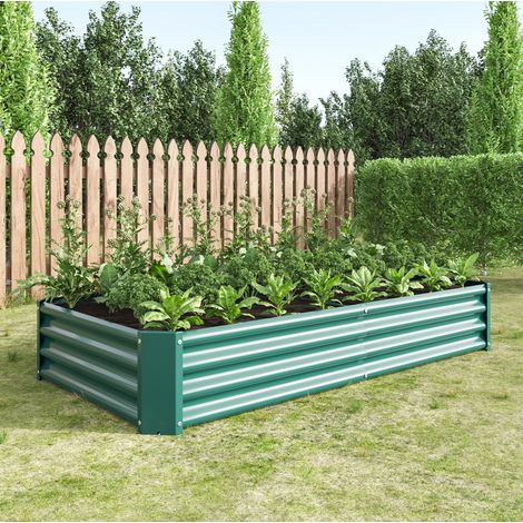 Hochbeet aus Metall 180 x 90 x 30 cm, bodenloses Gartenbeet, grün OKMYHOME (1/5)
