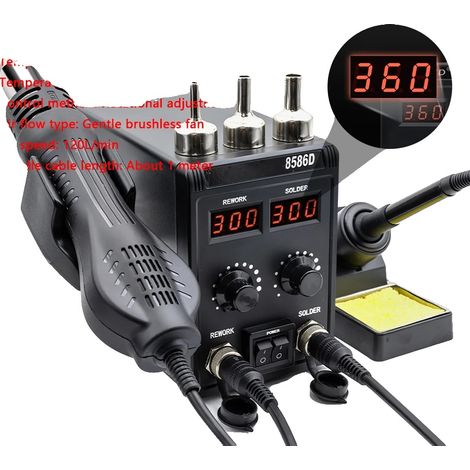 Station de soudage, pistolet à air chaud 2 EN 1, affichage numérique double, Style B-8586D(750W), 220V-f (1/2)