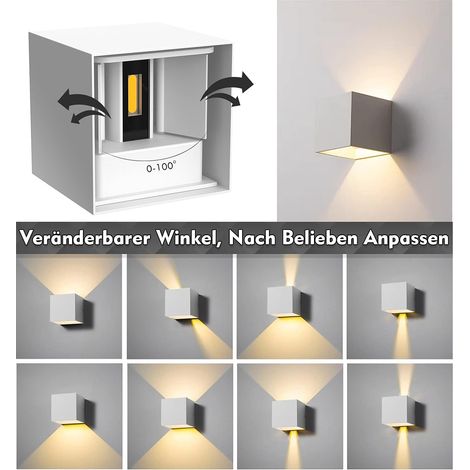 MINKUROW Luz De Pared Individual Para Interior/Exterior, Bcc 12w Led Luz De Pared Para Exterior 3000k Blanco Cálido, Aplique De Pared Impermeable Ip65, Ángulo De Haz Ajustable Para Dormitorio Pasillo  (1/2)
