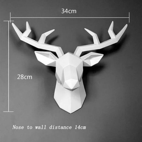 Sculpture de Tête de Cerf en Résine, Décoration Murale Moderne en 3D, Ornement pour Intérieur