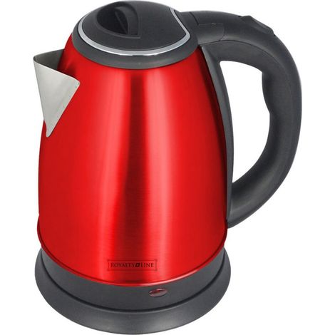 TRADE SHOP - Bollitore Elettrico In Acciaio Inox 1,8lt 2200w Acqua Calda Bollilatte Rosso -