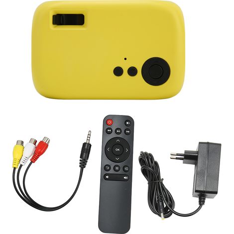 Projecteur Mini Portable M24 Son Surround 360° Multifonction Home Cinéma Projection 100‑240V Jaune Prise EU (1/5)