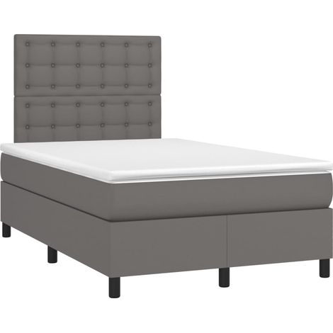 Maison Exclusive - Sommier à lattes de lit avec matelas gris 120x190 cm similicuir (1/5)