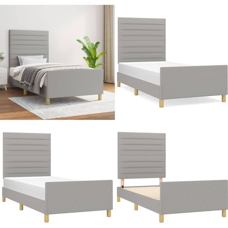 Bettgestell ohne Matratze Hellgrau 90x200 cm Stoff - Bettsystem - Boxspringbetten - Lattenrost - Doppelbett - Einzelbett - Home & Living (1/5)