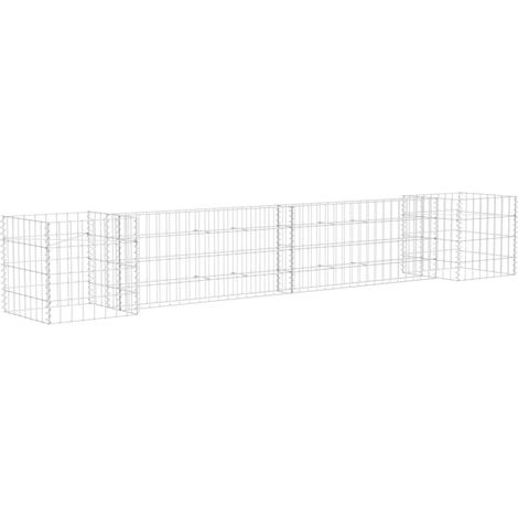 Fioriera a gabbione a forma di H cesto a gabbione aiuola rialzata piante giardino terrazza esterno filo d'acciaio 260 cm 020000869