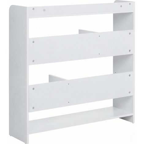 Libreria da terra moderna bianca in truciolare E1 con scomparti aperti, 90 x 24 x 91 cm (1/5)