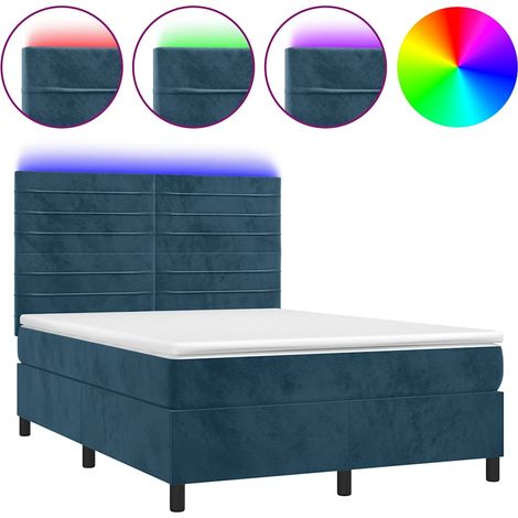 Maison Exclusive - Letto a Molle con Materasso e LED Blu Scuro 140x200 cm (1/5)