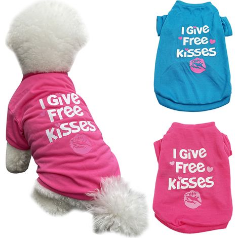 1 costume Saint-Valentin chien chat, motif 'Je t'offre un bisou', déguisement léger, vêtement ajustable, pour petites races (1/5)