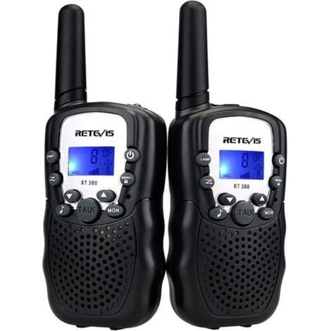 Lot rechargeable pour enfants 3-12 ans, talkie-walkie longue portée RT388, lampe de poche VOX, jouet de camping et d'aventure en plein air familial (1 paire) (1/4)