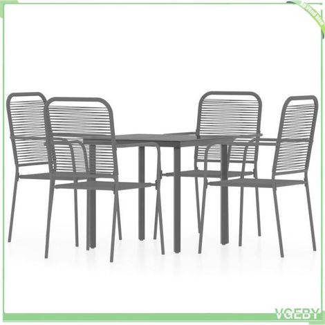 Ensemble à manger de jardin - FAFEICY - 3099138 - Noir - Cadre acier enduit de poudre - Dessus verre trempé (1/5)