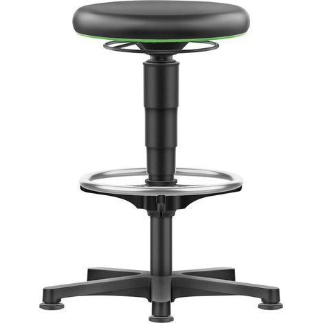 Sgabello per pivot seduti in pelle imitazione altezza 530 - 750 mm con cuscinetti e poggiapiedi