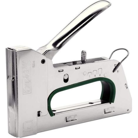 Agrafeuse Manuelle - Métal Chromé - Réglage Puissance 3 Positions - Pour Isolants Bâches Moquettes - Compatible Agrafes 4 à 11 et 140 (6-14 mm) - 1 Pièce (1/3)