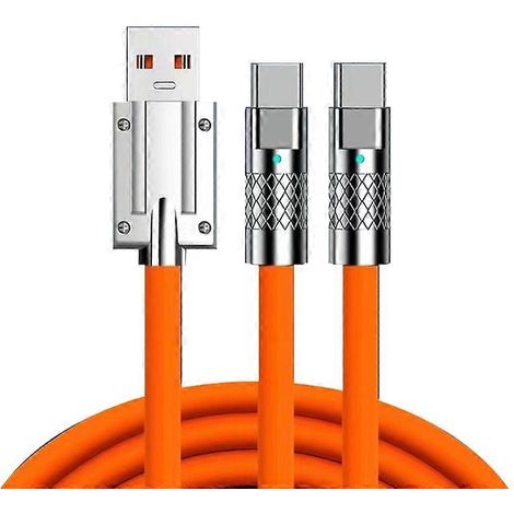 Câble de charge double USB Type C 2 en 1 avec répartiteur et cordon de synchronisation (1/5)