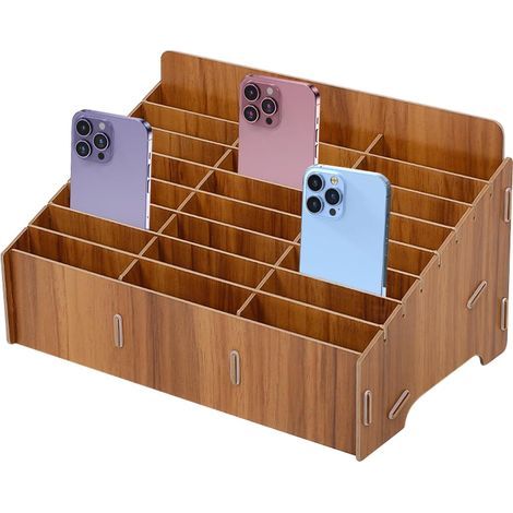 Holz-Aufbewahrungsbox, Handy-Aufbewahrungsbox mit 24 Fächern, Handy-Aufbewahrung für Klassenzimmer, Büro, Schule (1/5)