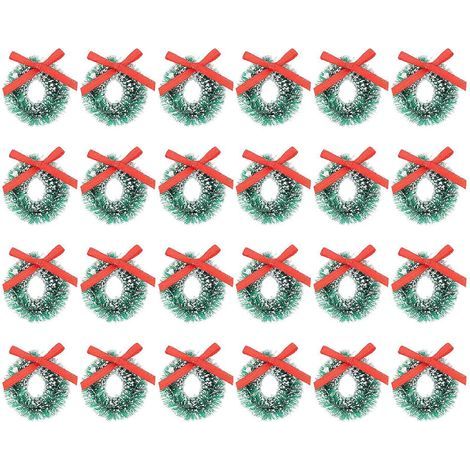 Dekorative Weihnachtsgirlande zum Aufhängen, 24 Minikränze – 3 x 3 cm – Grün (1/4)