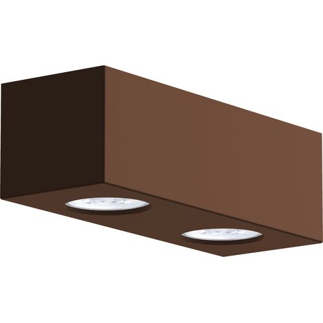 LUMICOM  MANHATTAN M Plafoniera, 2X GU10, max 33W, metallo, marrone corten, 25x10cm