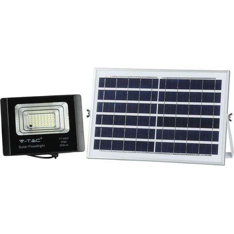 V-TAC 12W LED Flutlicht mit Solarpanel und Fernbedienung, Timer, Kaltweiß, IP65