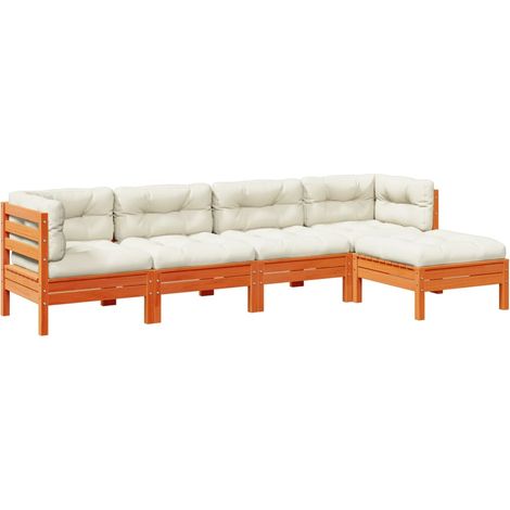 Maison Exclusive - Set de sofás jardín 5 pzas con cojines madera (1/5)