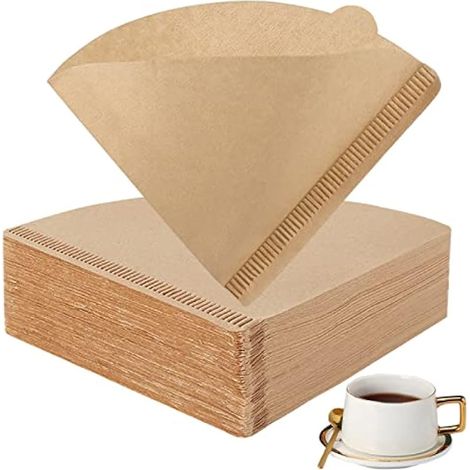Filtres à café 02, lot de 200, filtres en papier jetables, taille 02, filtres coniques non blanchis pour cafetière goutte à goutte (brun naturel) (1/4)