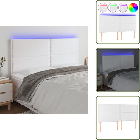Luci LED per letto - vidaXL Testiera a LED rosa 200x5x118/128 cm in Similpelle - Testiera regolabile