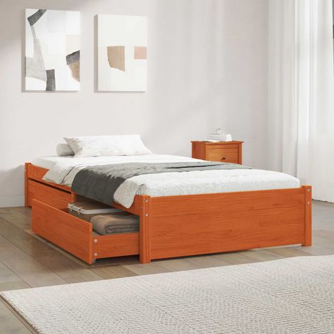 vidaXL Struttura del letto 3 pz Marrone cerato Legno di pino (1/5)