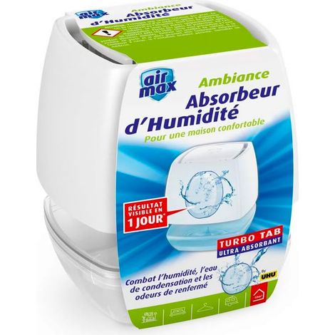 UHU Air Max Ambiente - Sehr schneller und effektiver Feuchtigkeitsabsorber, weiß, 100 g Absorber und 1 leistungsstarker Nachfüll-Tab inklusive