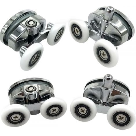 Lot de 4 roulettes de Porte de Douche - À Deux Roues - Ovales - en Forme de Papillon (23mm) (1/5)