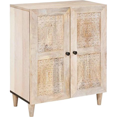 Vitrina Blanco 60 x 33 x 75 cm madera maciza de mango vidaXL