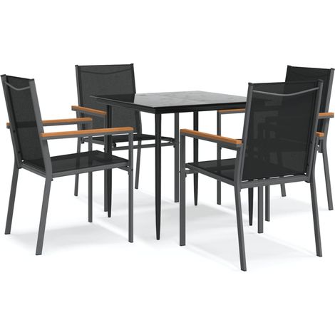 Maison Exclusive - 5-tlg. Garten-Essgruppe Schwarz Textilene und