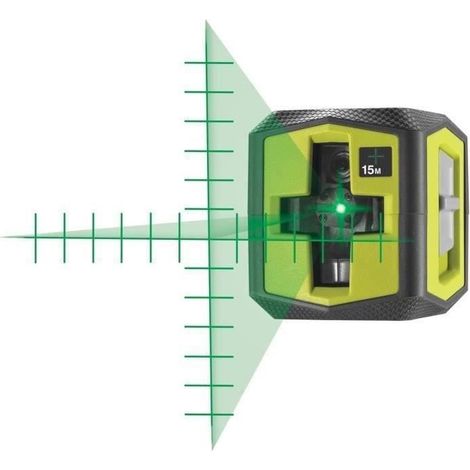 Ryobi Kreuzlinienlaser 203779 mit grünem Strahl. Arbeitsbereich: 15 m. Betriebsdauer: 6 Stunden. Laserklasse II. Wellenlänge: 520 nm ± 10 nm. (1/5)