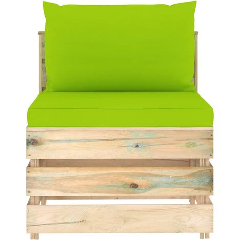 Canapé central sectionnel, Canapé de relaxation Meuble de Salon, avec coussins Bois imprégné de vert OIB7942E (1/3)