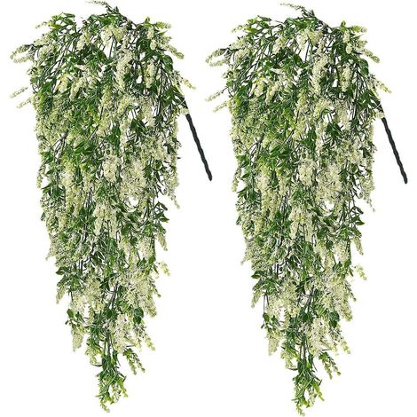 (beige) 2 Pices Fleurs Artificielles En Plastique Rotin  Suspendre - Fausses Feuilles De Lierre Dcoratives Pour L'intrieur Et L'extrieur, Fausses (1/5)