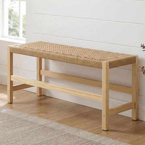 Wahson Sitzbank Holz Vintage Flurbank Eingangsbank Bettbank, für Schlafzimmer Küche Esszimmer Wohnzimmer, Naturholz (1/5)