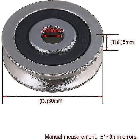 Stahl-U-Nut-Riemenscheibe mit Lager, passivem Rollenrad, 6 mm Innendurchmesser, 30 mm Außendurchmesser