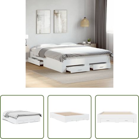 Schubladenbett - Bettgestell mit Schubladen Weiß 140x200 cm Holzwerkstoff (1/5)