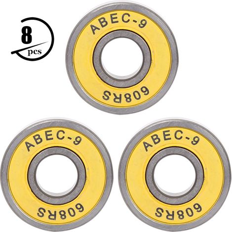 8 Roulements à Billes 608 pour Skateboard et Scooter - Kit de 8 Pièces Jaunes (1/5)