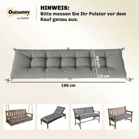 Coussin de palette amovible avec sangles de fixation, compatible avec la plupart des chaises longues, 198 x 65 x 13 cm, gris clair (1/5)