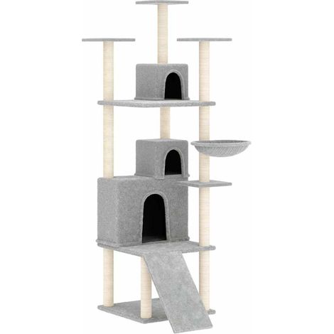 vidaXL Rascador para gatos con postes de sisal gris claro 175 cm (1/2)