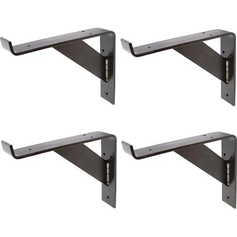 Set de 4 supports d’étagère en fer forgé – 240 x 200 x 45 mm – Noir – Style industriel – Idéal pour étagères et rangements (1/5)
