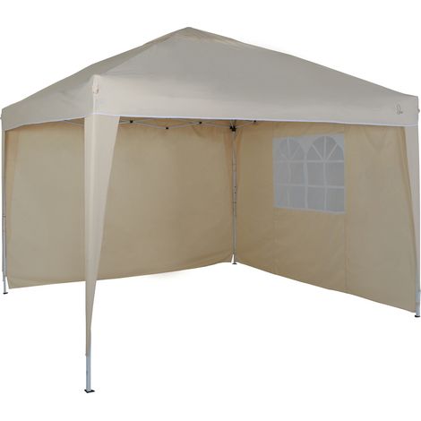 SVITA PAGO Gartenpavillon Partyzelt Pavillon faltbar Pop-Up Gartenzelt mit Fenster Beige
