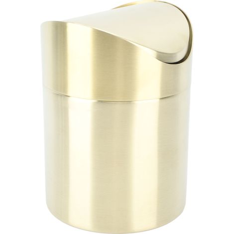 Corbeille de bureau en acier inoxydable 304, anti-traces de doigts, compacte et gain de place, mini poubelle de comptoir dorée pour bureau (1/5)