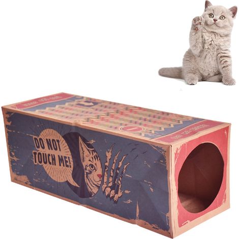 Tunnel pliable en papier kraft pour chat, jouet interactif de cache-cache et observation, jeu de dissimulation et guet