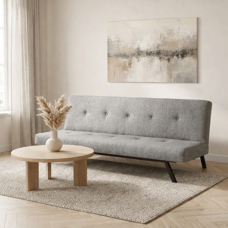 Schlafsofa Hellgrauer Stoff-3-Sitzer – 180 cm – ohne Armlehnen –